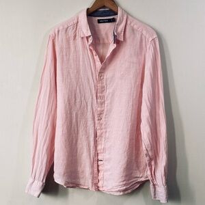 Nautica 100% Linen Men's Light Pink Casual Shirt